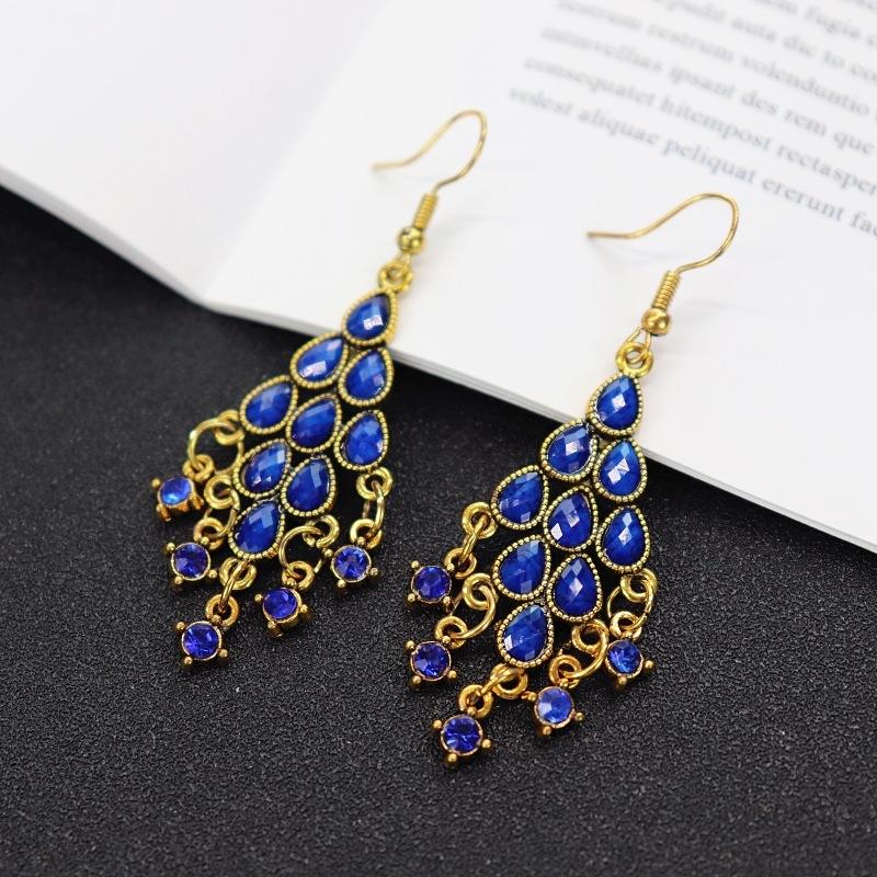 Retro Court Water Drop Fringed Earrings Femininity Versatile Ethnic Style Long Earrings Classical Popular National Style Earrings