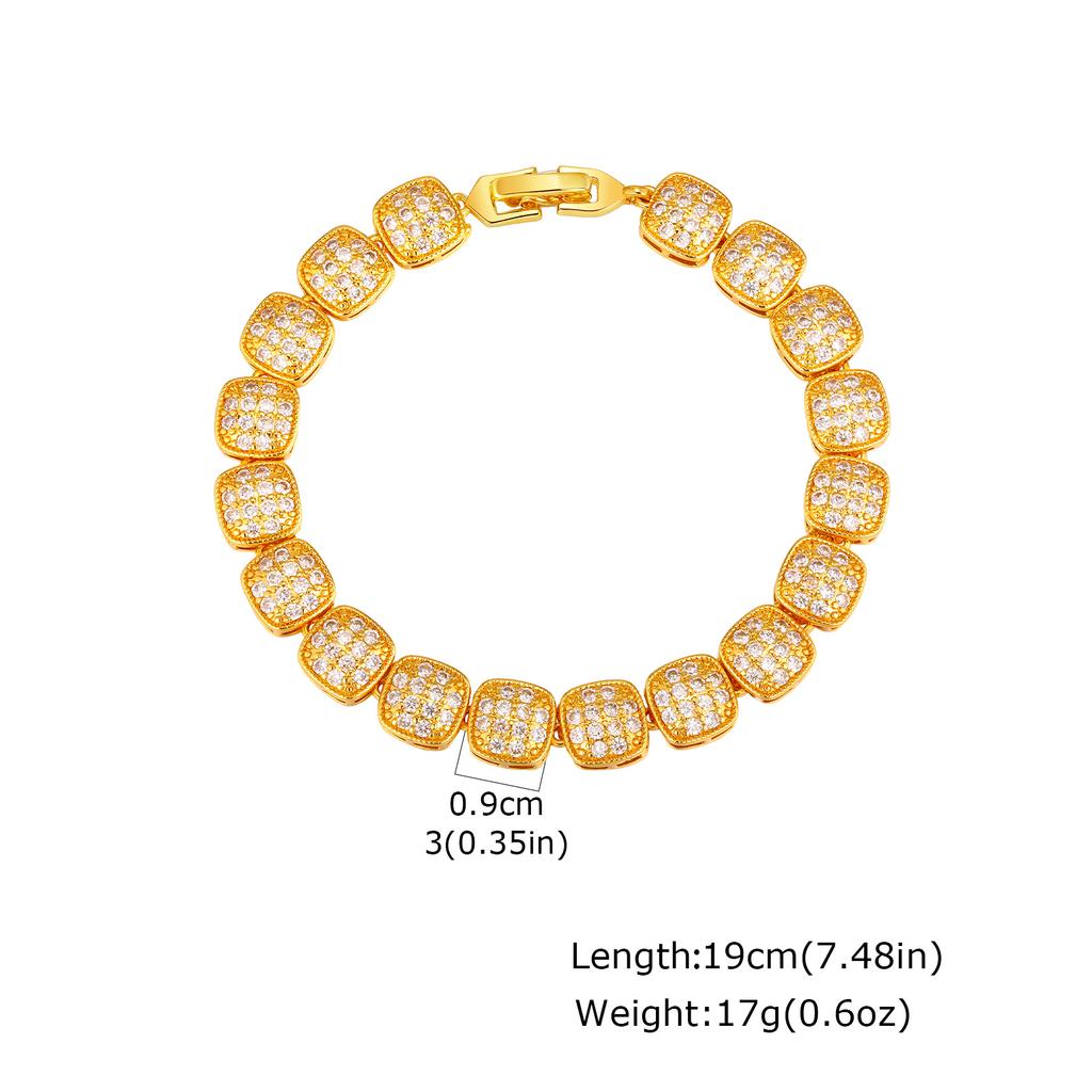 Glänzendes Metallarmband mit Zirkonia, 14K Goldplattiertes klobiges Gliederarmband zum Stapeln, Modischer Elegantes Schmuckstück für Frauen Mädchen Geschenk