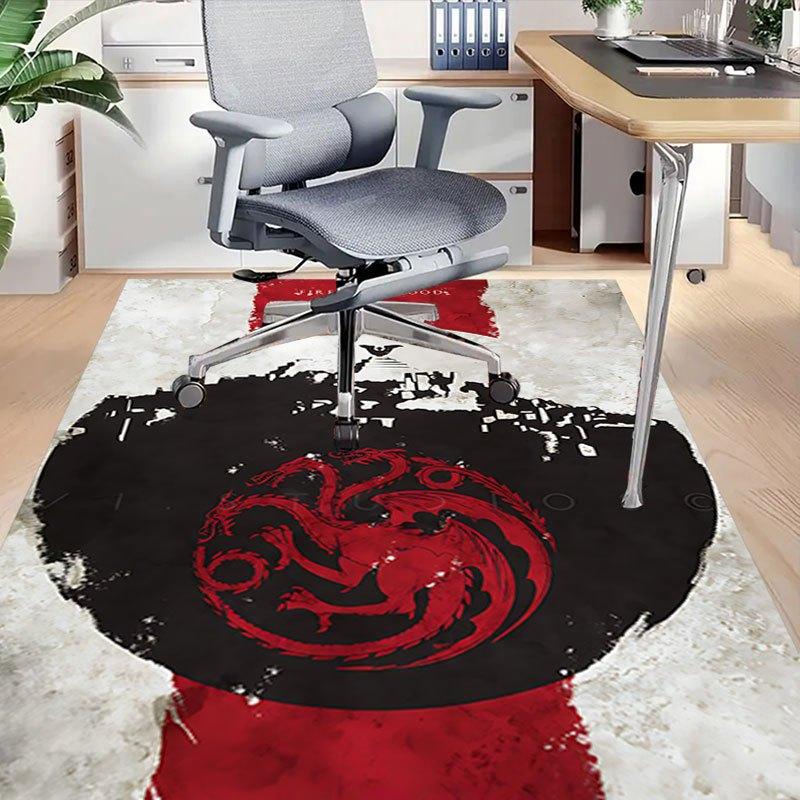 1pc Fire and Blood Office Carpet Chair Mats, Home Decor Mat | Fantasy Theme Mat | Durable Mat, Dragon DecorB04