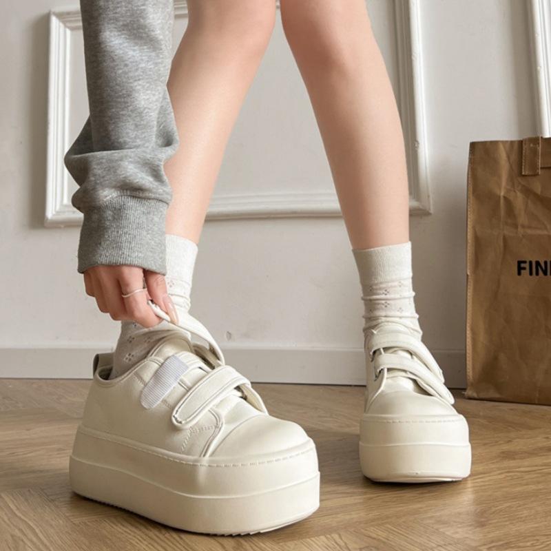 Velcro Heightening Little White Shoes Women's 2 Summer New Platform Bread Big Head Shoes Versatile Casual Board Shoes