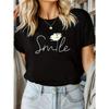 Women'S Loose-Fitting Short-Sleeve T-Shirt with a Smiling Daisy Print, Perfect for Summer Casual Wear