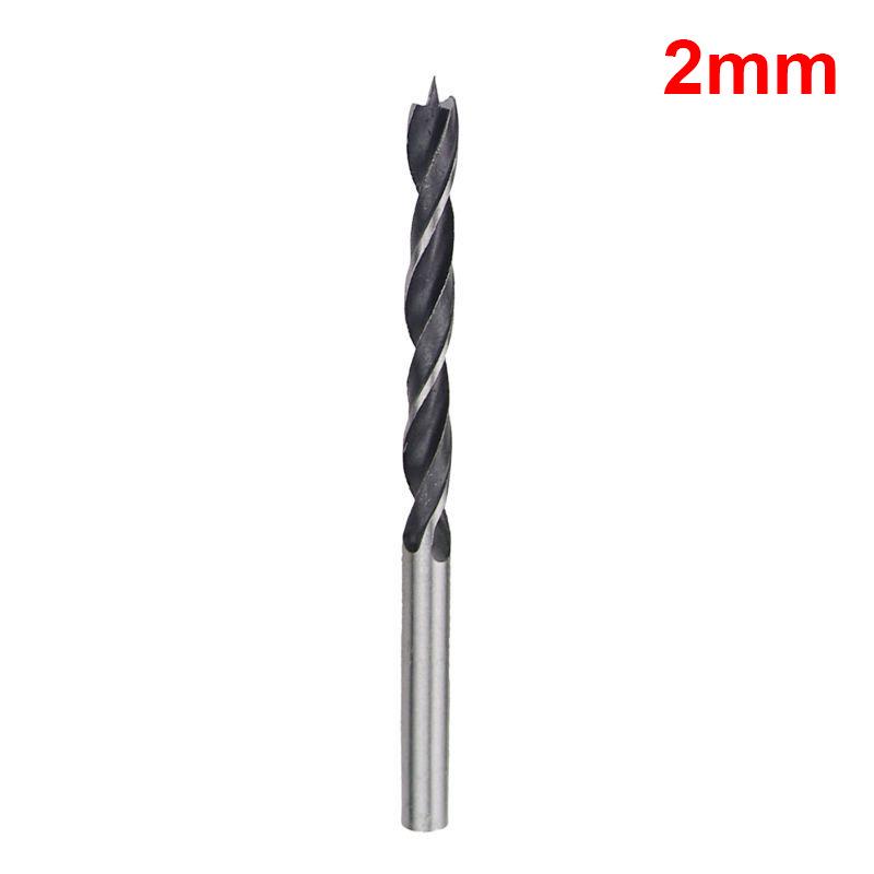Woodworking Twist Drill Bit Set: 2-12mm Three-Point Bits W/ Depth Stop for Wood Board Hole Drilling