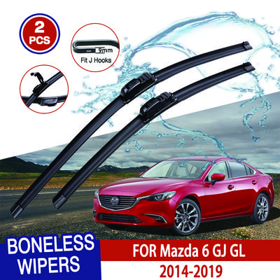 Für Mazda 6 GJ GL 2014-2019 Auto Scheibenwischer U-Typ Weichgummi Rahmenlos Bügellos HD Autowischer 24"+18"