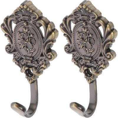 2 Adet Perde Duvar Kancası Siyah Perdeler Çift Çubuk Kancaları Perdelik Gerginlik Çinko Alaşımı Tutucu Vintage Perde Bağlama Braketi