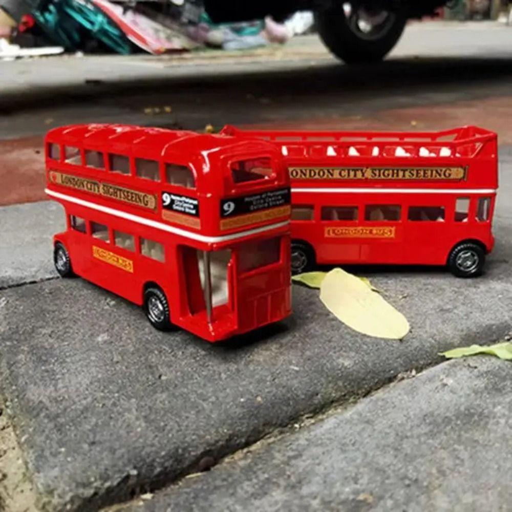 Double Decker Travel Bus Model Simulation Pull Back Vehicle Car Decor Bus Car Model Kids Toy