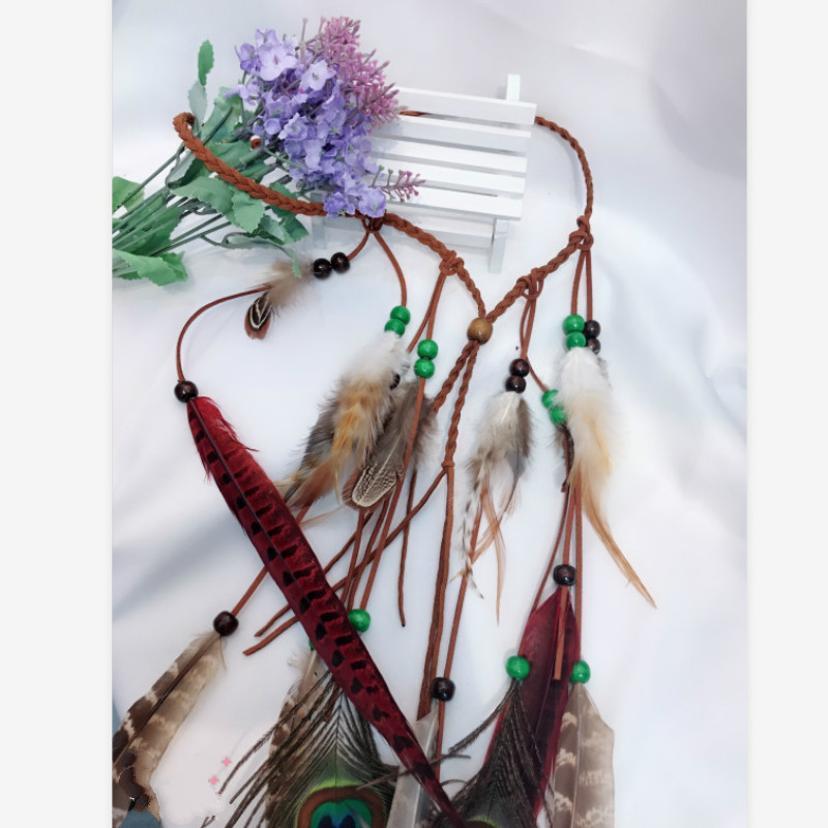 1 Pcs Bohemian Feather Headband Hair Tie Ethnic Style Headpiece Peacock Feather Gypsy Indian Hair Accessories