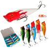 8pcs Top Water Popper Lures 3D Eyes Artificial Fishing Lures with Hooks for Saltwater Freshwater