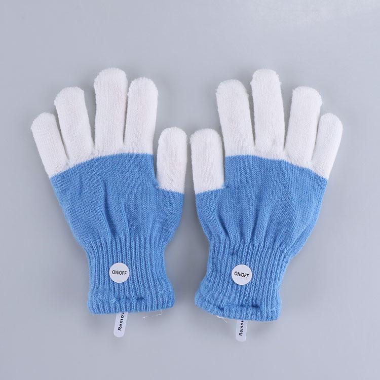 LED Multicolor Light-Up Fingerless Gloves for Halloween & Christmas - Flashing White Knit for Adults & Kids