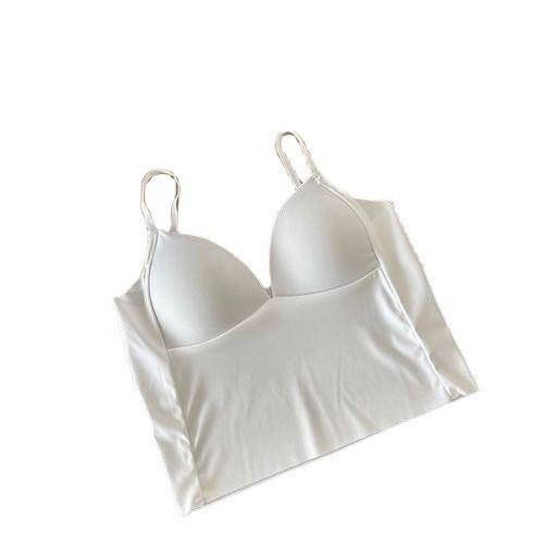 Ice silk sexy deep V suspender vest women's summer integrated chest pad Spice girls wear tube top bottoming shirt thin