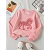 European sizes Kids' Crewneck Sweatshirt Red Horse Silhouette on White Backgroun , Sportswear And Casual Wear, Soft And Comfortable