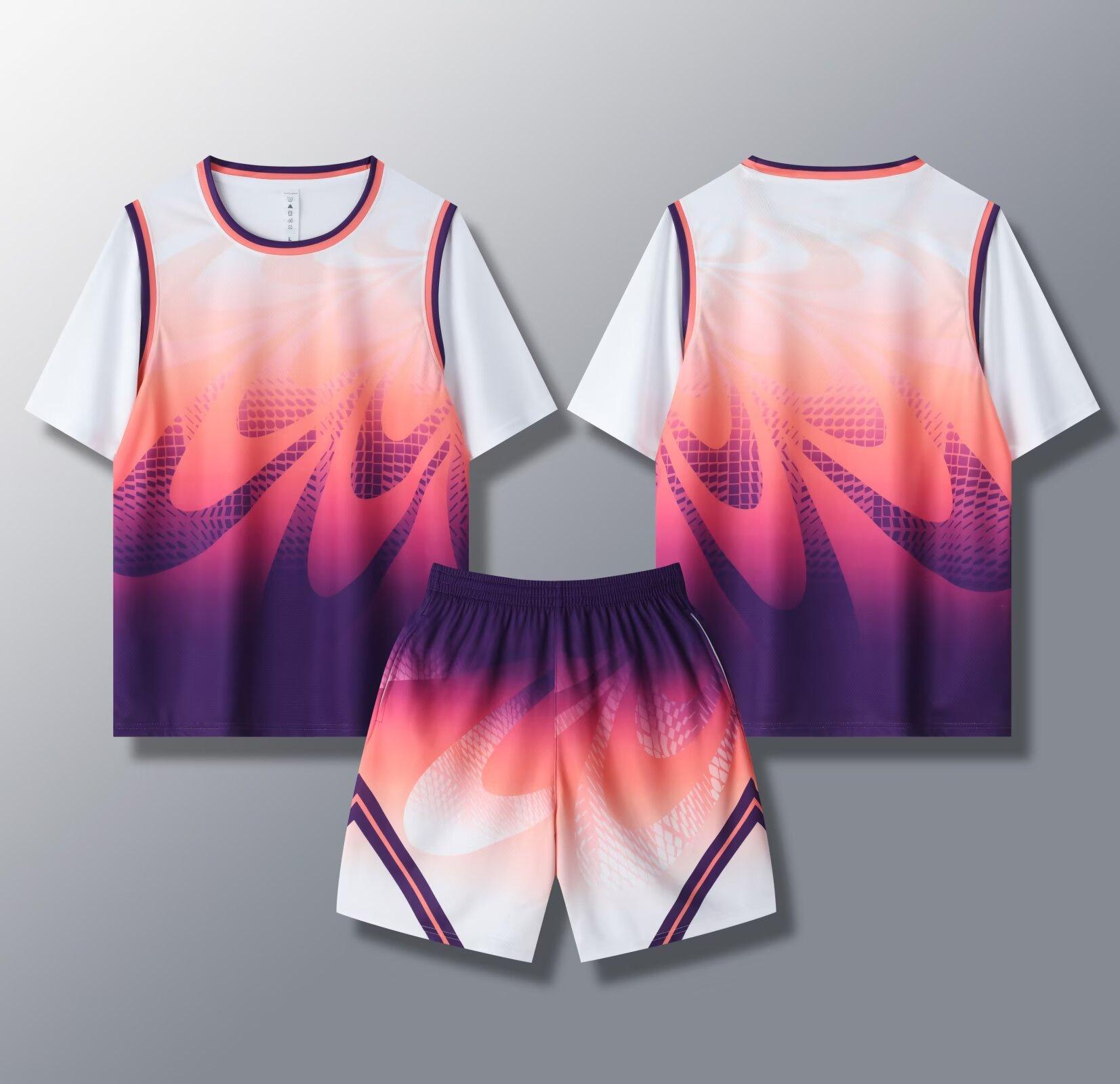 B3010 Fake Two-Piece Basketball Jersey Set, Adult Men S And Women S Printed Jerseys, With Pockets On Both Sides 2Xs-5Xl 2XS/130