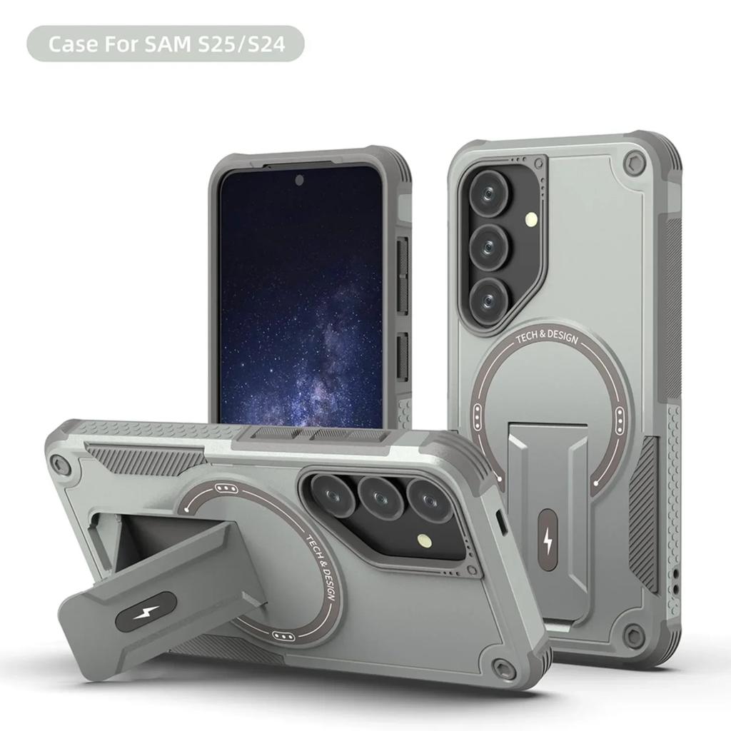 For Magsafe Stand Invisible Support Phone Case for Samsung S25 S24 Ultra plus Magnetic Wireless Charge Hard Anti-fall Cover
