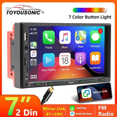 TOYOUSONIC 2 Din Autoradio Car Radio USB TF FM BT Type-C Carplay Android Auto Audio 7 Inch Touch Screen MP5 Multimedia Player