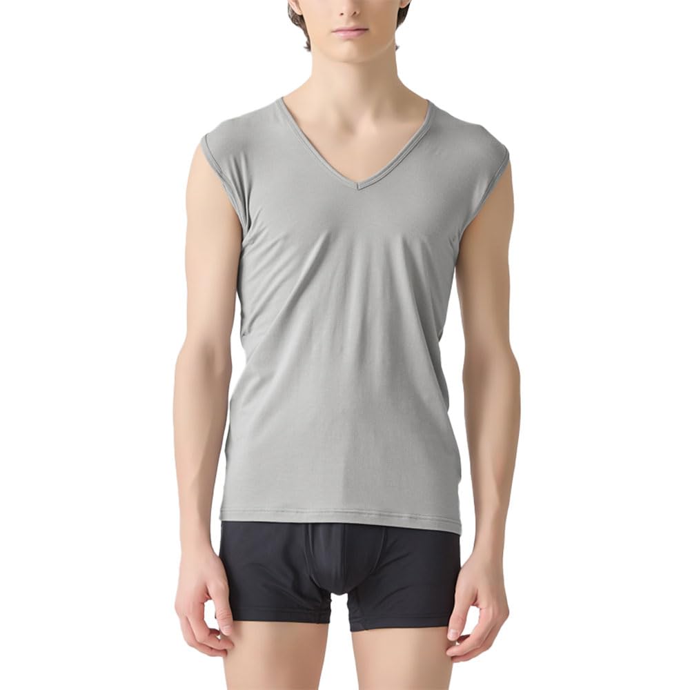

Gunze Sleeveless Undershirt with Soft Stretch Sweat Absorbing Pads and Sweat Absorbing Size M Men s (Large Type) Pads, Gray, серый