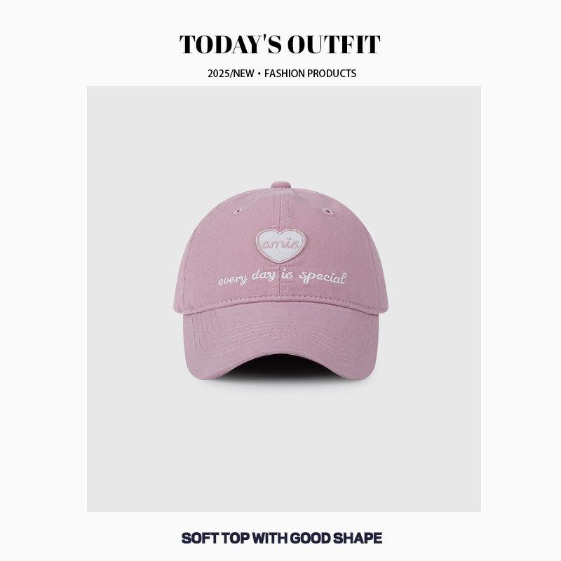New Soft Top Love Embroidery Face Showing Small Baseball Hat for Women In Spring and Summer Korean Version Versatile Sun Protection Baseball Cap