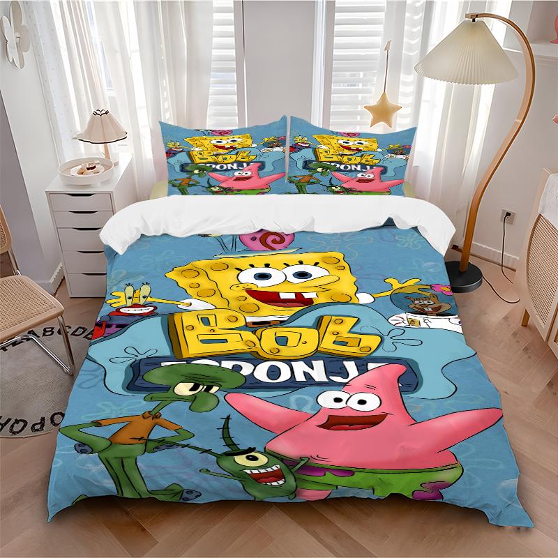 3Pcs Spongebob Squarepants Adventure Bedding Sets For All Sizes New 3D Printed Bed Cover Comforter Duvet Cover Pillowcase Bedroom Decoration