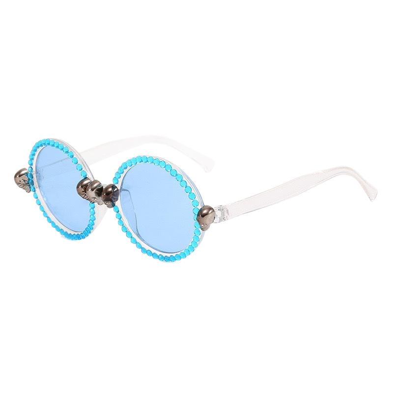Fashion Round Frame Sunglasses, Personalized Tiled Skull Shape Glasses, Sunglasses