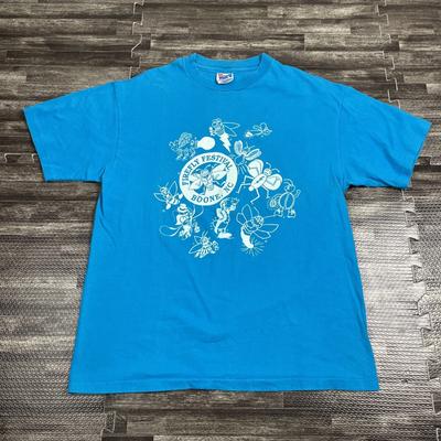 Vintage 1993 Boone North Carolina Firefly Festival Tshirt Blue Large Hanes VTG