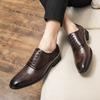 Fashion Fashion New Pointed Black Brown Lace Up Oxford Shoes For Men Luxury Designer Formal Wedding Prom Dress Homecoming Footwear