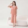 Fenteng [Comes with Chest Mat 7A Antibacterial] Anti mite Lace V-neck Light Mature Style Short Sleeve Home Clothes Set for Women's Pajamas