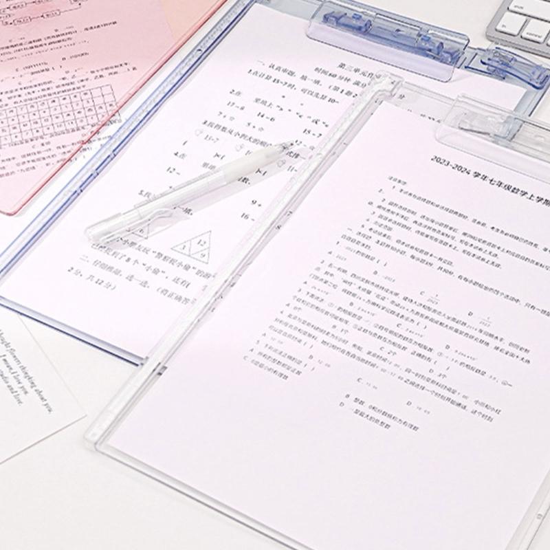 Acrylic Clipboard with Measuring Scale and Pen Clip 12.8x9In Standing Desk Clipboard Conference Writing Board for Office