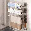 Wall Mounted Paper Towel Holder Carbon Steel Cling Film Storage Rack Roll Paper Dispenser  Bathroom