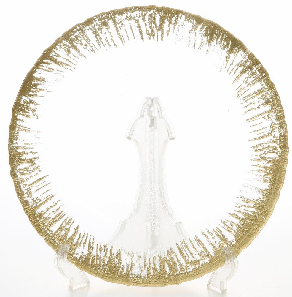 Vetro Felice Large Plate, Western Tableware, Gold, 33cm, Set of 4, Happy Glass Flash, 349133P