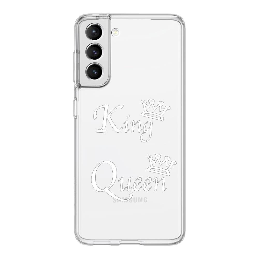 Phone Case For Samsung Galaxy S24 Ultra S23 FE S22 S20 S21 5G S10 S9 Plus S10E S8 Soft Clear Couple Style Crown King Queen Cover
