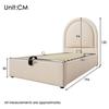 Lit d'enfant - MUVOE - 90 x 190 cm - Beige - Rembourré - Espace de rangement intégré