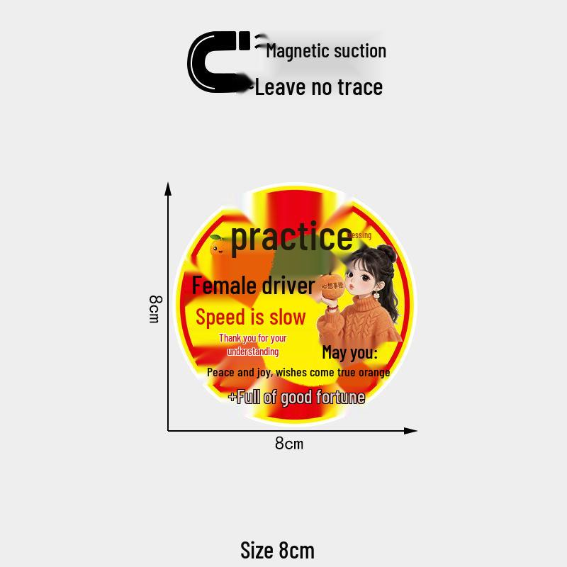 Thank You for Understanding: Creative Cartoon Female Driver Magnetic Car Sticker