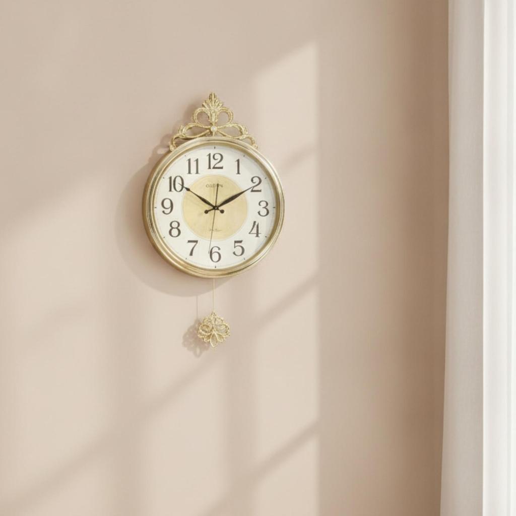 Luxury Wall Clock Pendulum Ornate Design Large Decorative Mural for Office