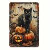 Vintage Halloween Ghost Pumpkin Cat Metal Tin Sign Retro Home Decor