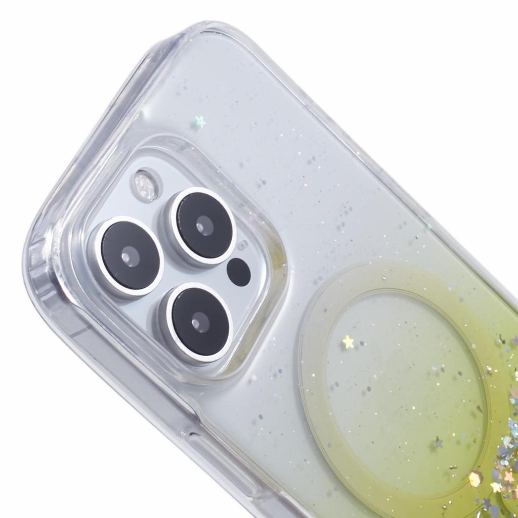 For iPhone 16 Pro Max Case Compatible with MagSafe Sparkle Epoxy TPU+Acrylic Phone Cover
