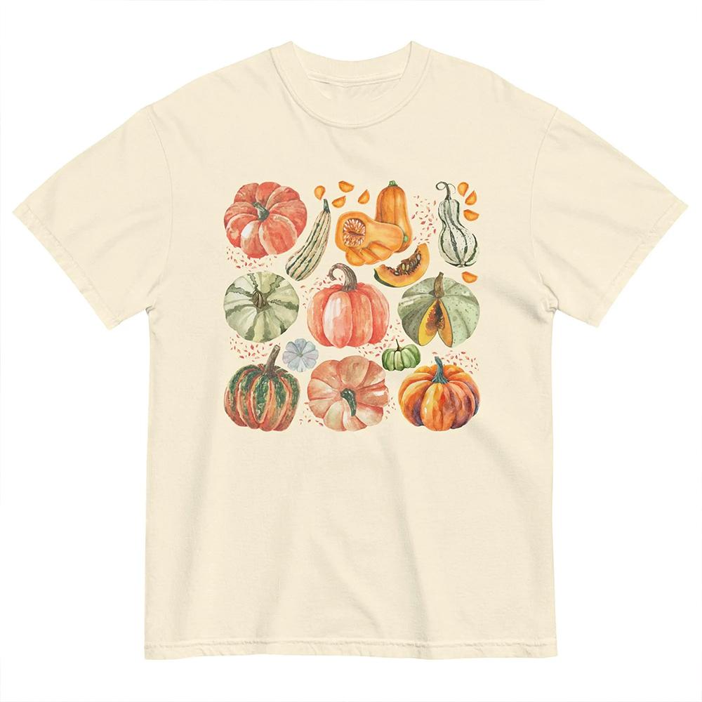 Garden Vegetable Short Sleeve Shirt Vintage Halloween Botanical Fruit Pumpkin Comfort Unisex Tshirt 100 Cotton Unisex Streetwear