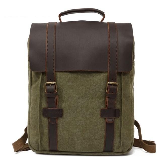Men Canvas Vintage Backpack for School Bag Leather Backpack Women Rucksack Male Knapsack Bagpack Mochilas Feminina