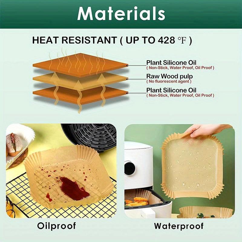 100pc Air Fryer Disposable Paper Liner for Air Fryer Silicone Oil Paper Absorbing Special Paper Pad for Food Plate