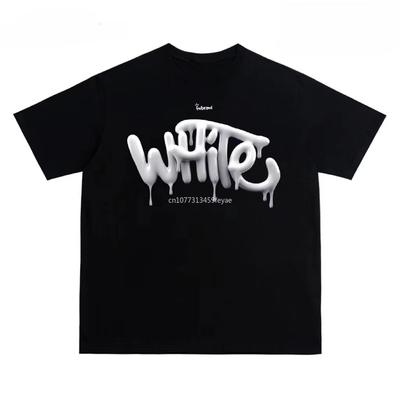 Plus Size Summer Pure Cotton T-Shirt High Quality Men T Shirt White Black Print Men's Clothes Womens Fashion Streetwear Tees