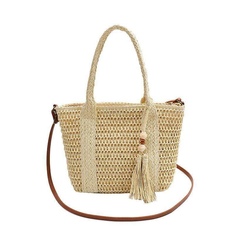 Ielgy Seaside Vacation Lazy Style Straw Bag All-Match Large-Capacity Tote Bag Beach Shoulder Messenger Bag