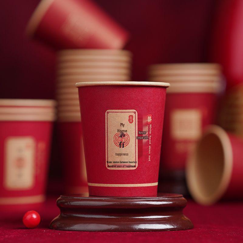 COFLYEE Festive Red Disposable Paper Cups