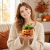 Halloween-Kürbis Harz Pflanzgefäß, Dekorativer Blumentopf für Feiertags-Heimdeko, Herbst Tischmittelstück