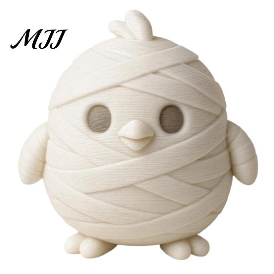 PLA Material Figures Miniature Mummy Animal Figurine, 3D Printed Pig Chicken Dino Duck Unique Halloween Surprises Cat Statue, Spooky Cute Desk B