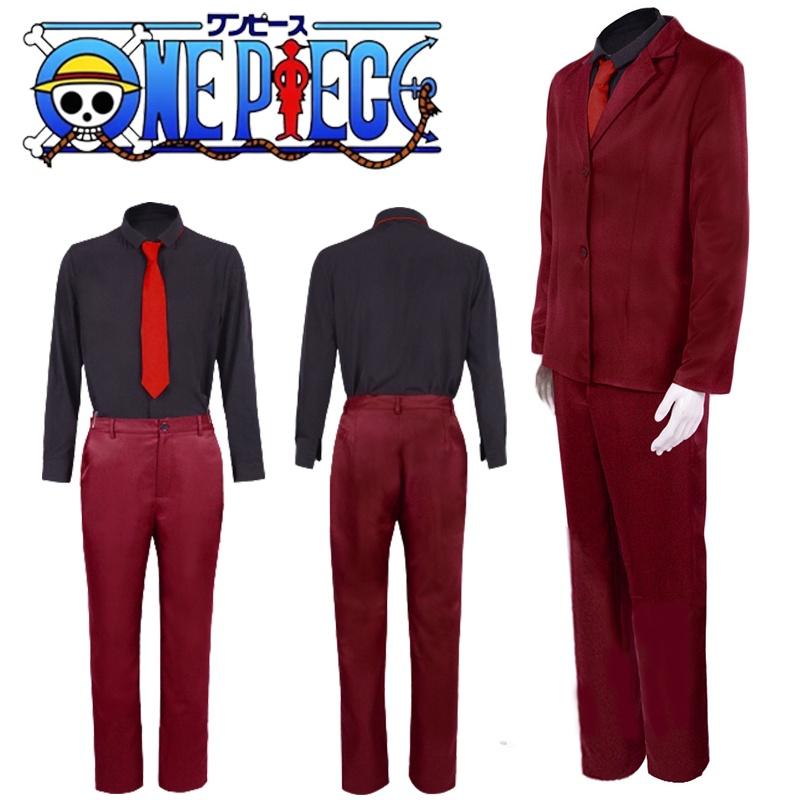 Piece Sanji One Cosplay Costume Outfit Red Suit Halloween Carnival Uniform Party