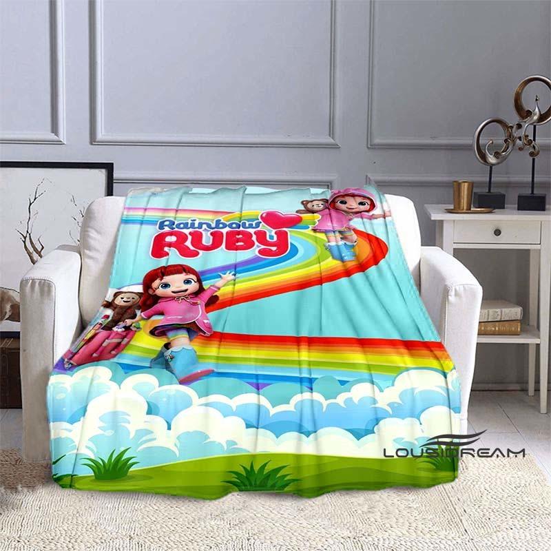 Cartoon Series Rainbow Ruby Children's Blanket Lulu and Bear Cute Blanket Intelligence and Adventure Blanket Photo A-1