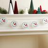 Christmas Snowman Garland Banner Wooden Round Snowman Face Hanging Decor Festive Bunting for Home Fireplace, Mantel & Xmas Party