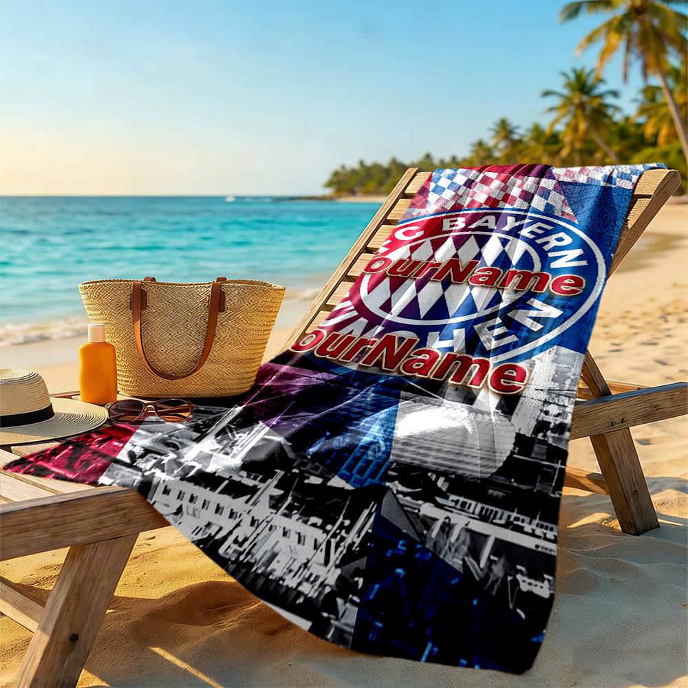 Bayern Munich Personalized Name Beach Towel Super Soft Microfiber Quickdry Fabric Suitable for Sports Travel Swimming Yoga Bathroom Beach And Pool