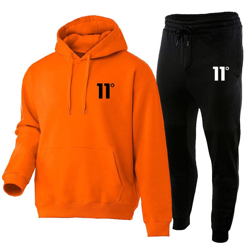 Men's Casual Autumn/Winter Hooded Set - Trendy Plus Velvet Hoodie & Sweatpants Two-Piece Set