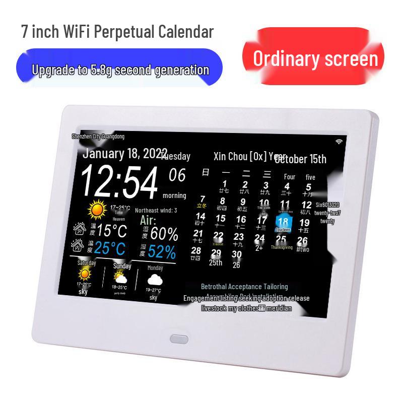 5,8G WiFi Intelligenter Wetter- & Mondkalender mit Temperaturanzeige und Mobiler Bildschirmsynchronisierung, 13-15 Zoll