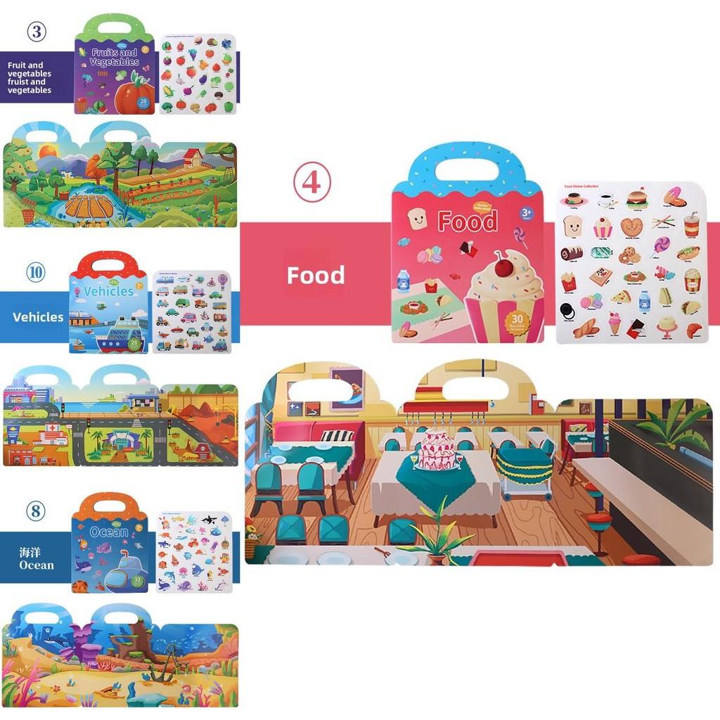 Childrens Sticker Book With Ocean And Dinosaur Scenes For Early Education And Focus Development