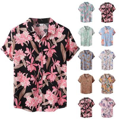 Men's Summer Casual Floral Print Design Hawaiian Style Short Sleeve Beach Vacation Shirt