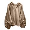 Women's Fashion Casual Solid Color V-Neck Hooded  Loose Long Sleeve Sweatshirt